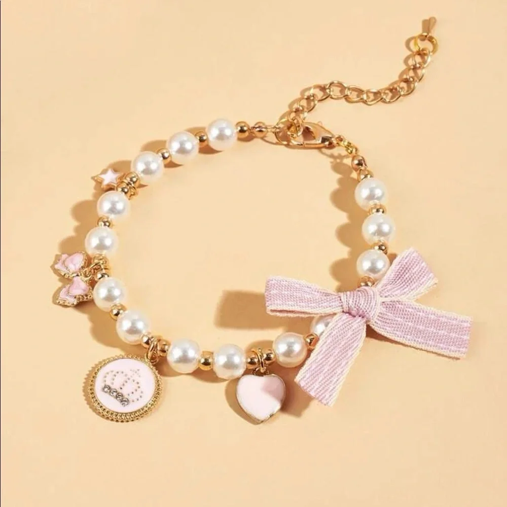 Faux Pearl Charm Decor Pet Necklace 🐈